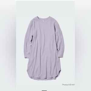 Uniqlo Light Lavender Waffle-Knit Long Sleeve Dress